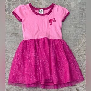 Barbie Pink Glitter Girls’ Dress, Kids 5T, GUC